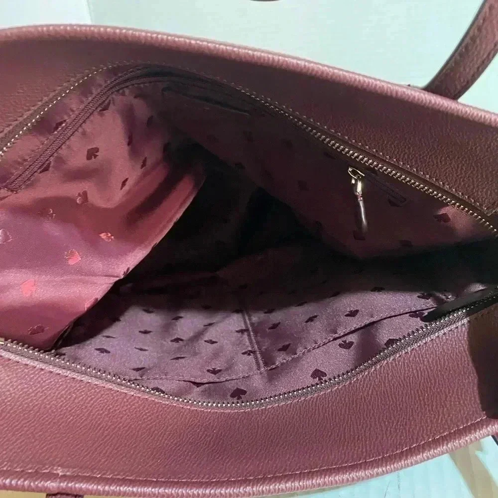 Kate spade burgundy saffiano leather tote handbag